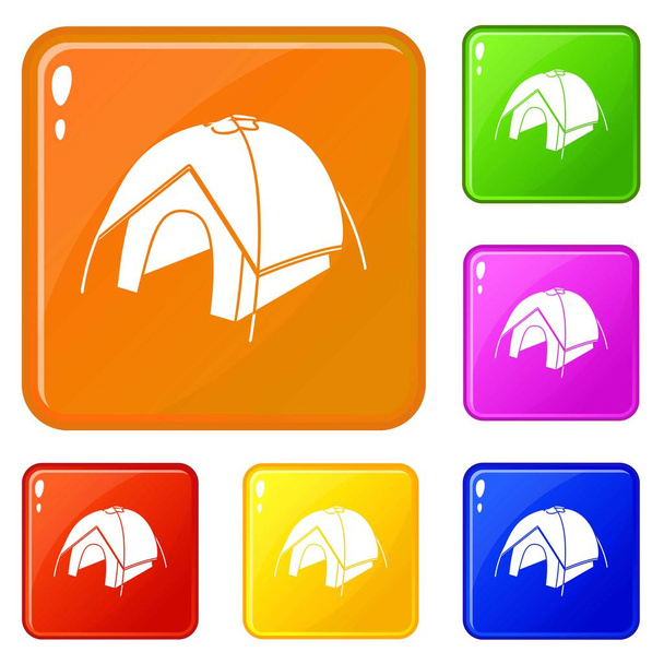 Tent icons set vector color - Vecteur, image