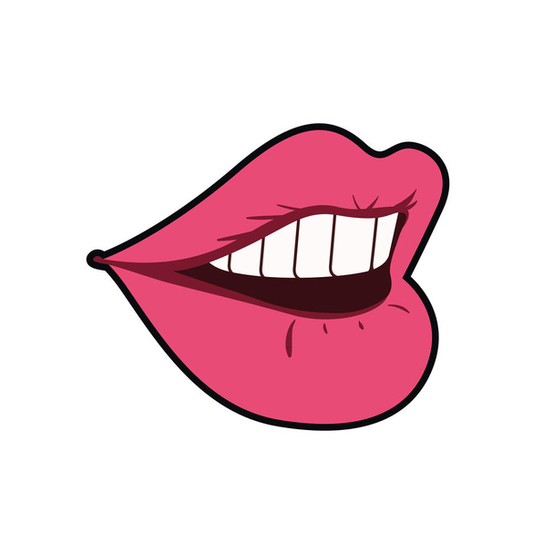 weibliche Mund Pop Art Stil isolierte Ikone - Vektor, Bild