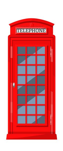 London red telephone booth with payphones. Cabin booth, communication device. - Wektor, obraz