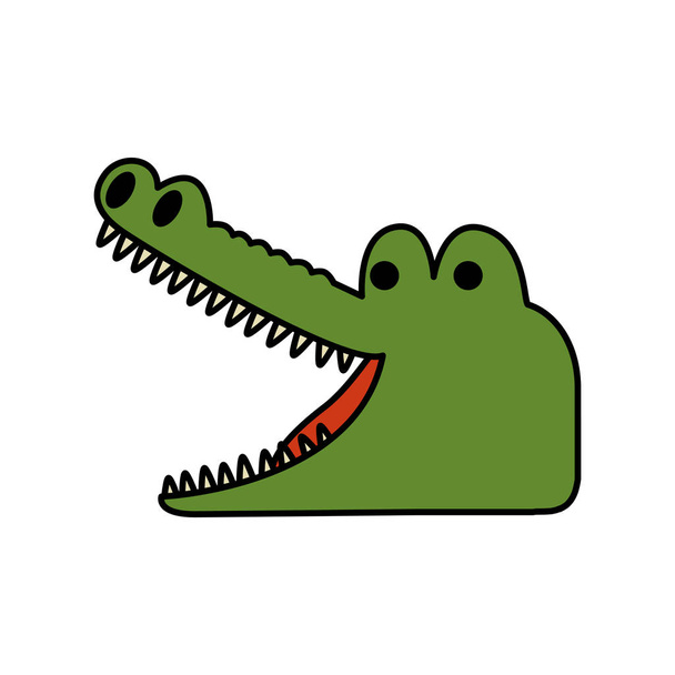 crocodile wild animal icon - Vector, Image