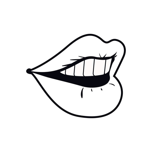female mouth dripping isolated icon vector illustration desing - Vector, Image