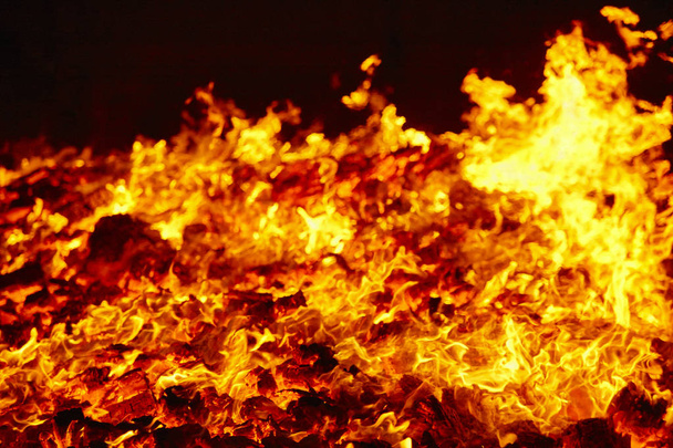 Feuer. Vulkanglühendes Material. glühendes Holzkohlefeuer. Verbrennung von Kohlendioxid - Foto, Bild