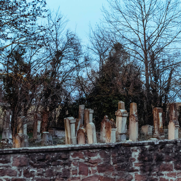 Вид з вулиці єврейське кладовище у Quatzenheim - Фото, зображення