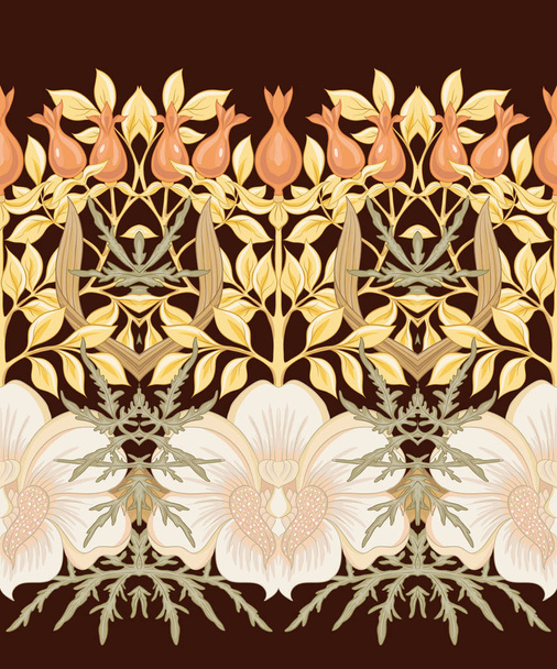 Floral Seamless pattern, background with In art nouveau style, vintage, old, retro style. Colored vector illustration - Vector, Imagen