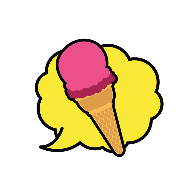 sorvete com ícone de bolha de fala isolado
 - Vetor, Imagem
