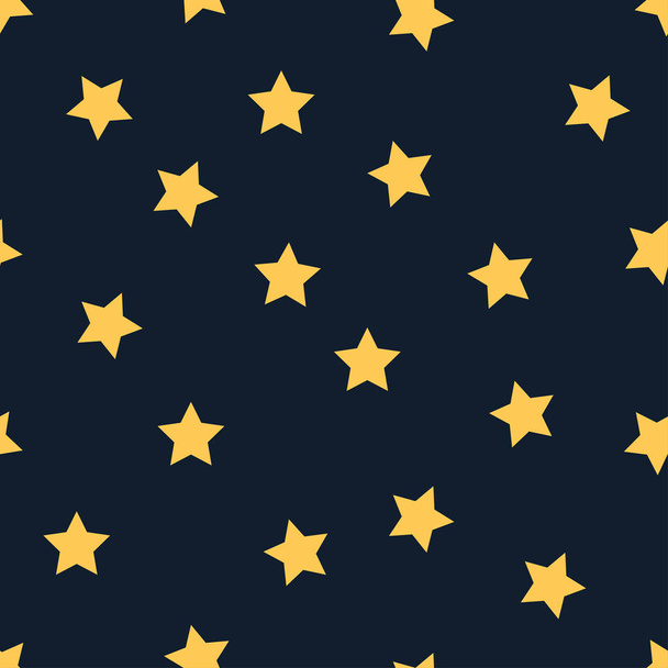 yellow star seamless pattern on black - Vector, Image