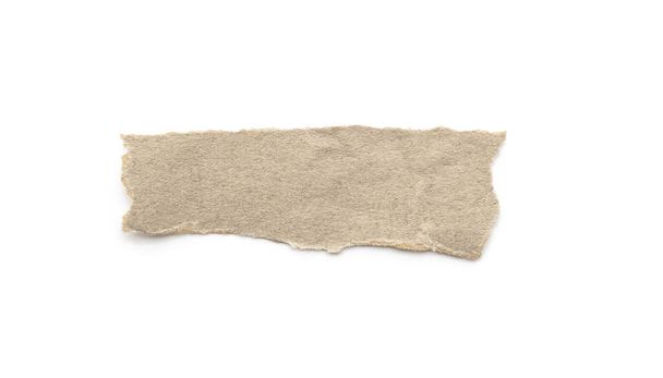 Bâton artisanal en papier recyclé sur fond blanc. Papier brun déchiré ou déchiré morceaux de papier isolés sur blanc avec chemin de coupe. - Photo, image