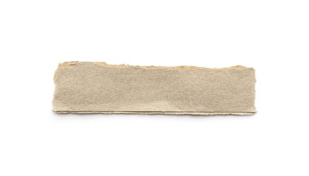 Recycled paper craft stick on a white background. Brown paper torn or ripped pieces of paper isolated on white with clipping path. - Photo, Image