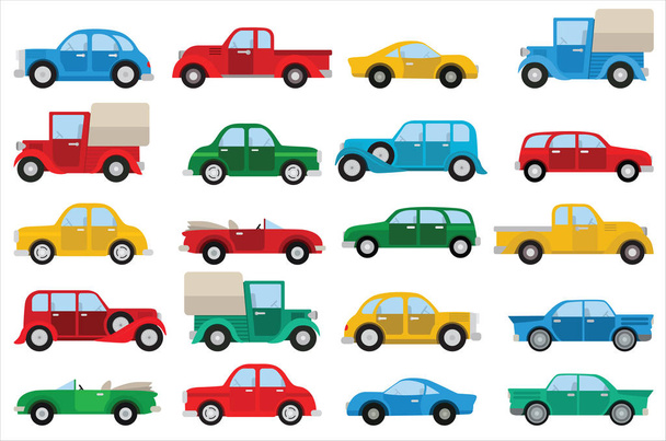 Basit renkli araba simgeler vektör koleksiyonu - Vektör, Görsel