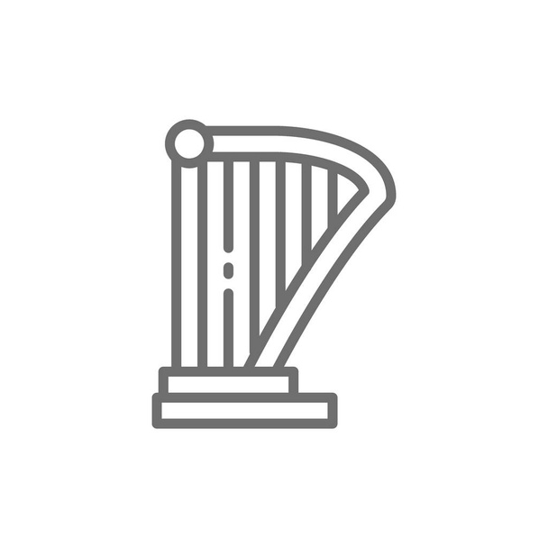Harpe, lyre, icône de ligne d'instrument de musique
. - Vecteur, image