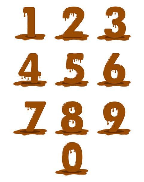 Chocolat chiffre dix. Figurines vectorielles chocolat. Délicieuses figures de chocolat
. - Vecteur, image