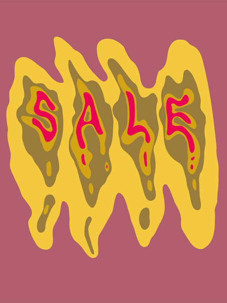 sale multi-colored liquid dripping lettering yellow, red and pink - Вектор,изображение