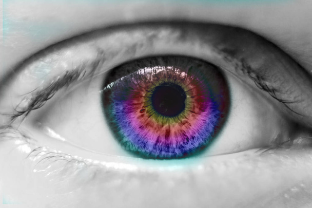 arco-íris humano gradiente olho macro
 - Foto, Imagem