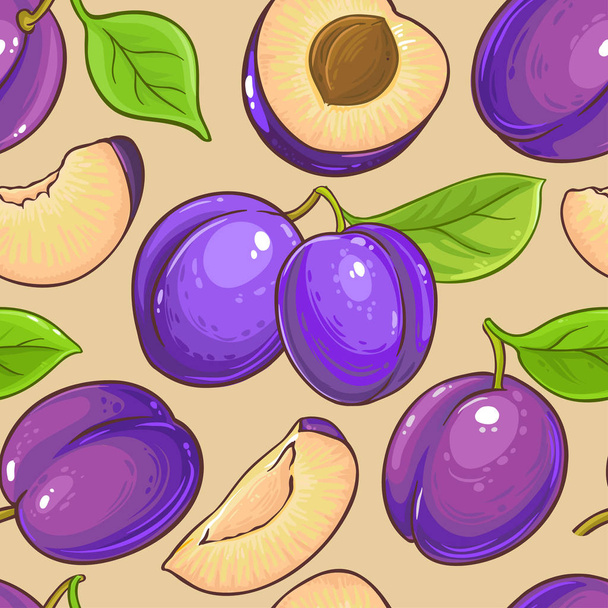 plum vector pattern on color background - ベクター画像