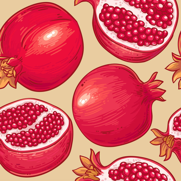 pomegranate vector pattern on color background - Вектор,изображение