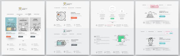 Business website template elements collection with high detailed draws and concept icons - Vector, Image