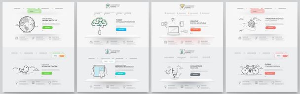 Business website template elements collection with high detailed draws and concept icons - Vector, Image