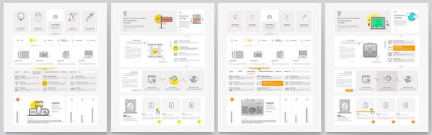 Sammlung von Vorlagen für Geschäftswebseiten-Elemente mit hohen Detailzeichnungen und Konzeptsymbolen - Vektor, Bild