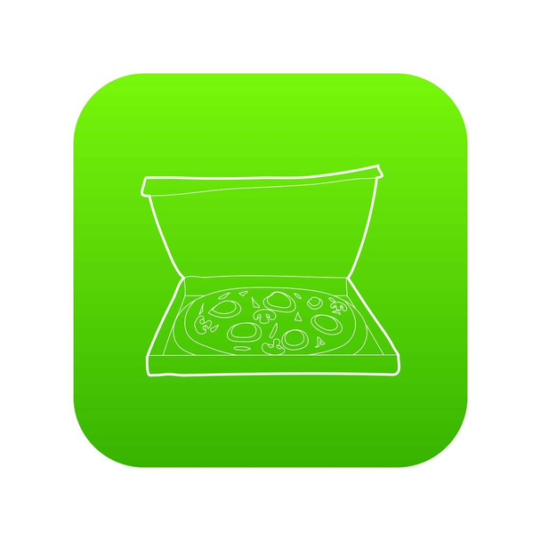 Pizza icon green vector - Wektor, obraz