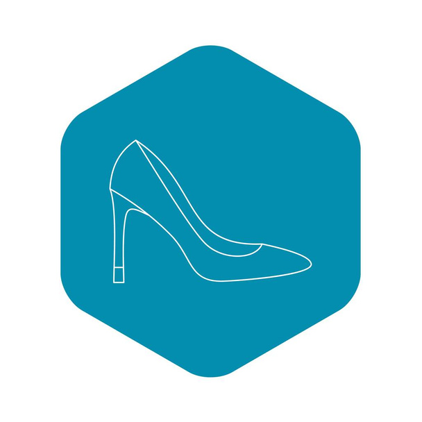 Vysoký podpatek ženy boty ikona, styl osnovy - Vektor, obrázek
