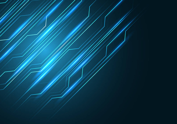 Αφηρημένο μπλε γραμμή κύκλωμα φωτός με μαύρο κενό χώρο σύγχρονης τεχνολογίας φουτουριστικό σχεδιασμό φόντο εικονογράφηση φορέα. - Διάνυσμα, εικόνα