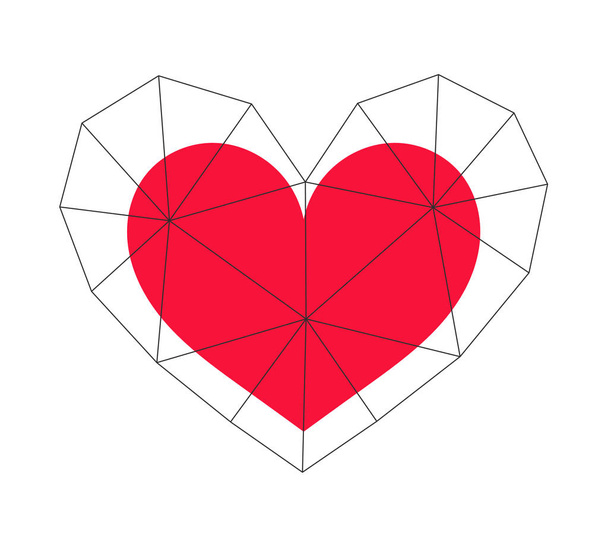 Red heart in a cage. Vector illustration. - Vector, Image