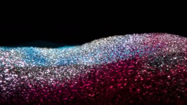 Shiny waving moving flowing ripple ruby silver blue glitter background abstract seamless VJ loop particles backdrop alpha matte - Footage, Video