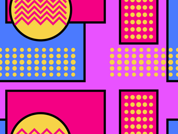 Geometric seamless pattern in the memphis style of the 80s. Dots and dotted lines. Elements of style Bauhaus. Vector illustration - Vector, Image