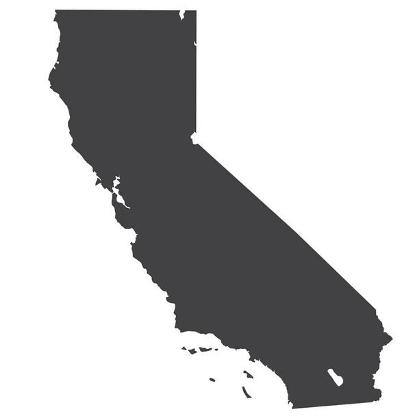 Vector California Map silhouette. Isolated vector Illustration. Black on White background. - Vector, Image