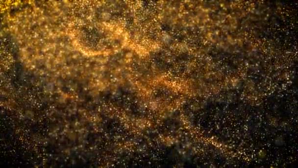 Shiny waving moving flowing ripple golden glitter background abstract seamless VJ loop particles backdrop - Footage, Video