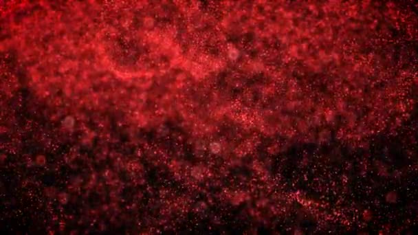 Parlak sallayarak hareketli akan dalgalanma kırmızı arka plan sorunsuz Vj döngü parçacıklar zemin glitter - Video, Çekim