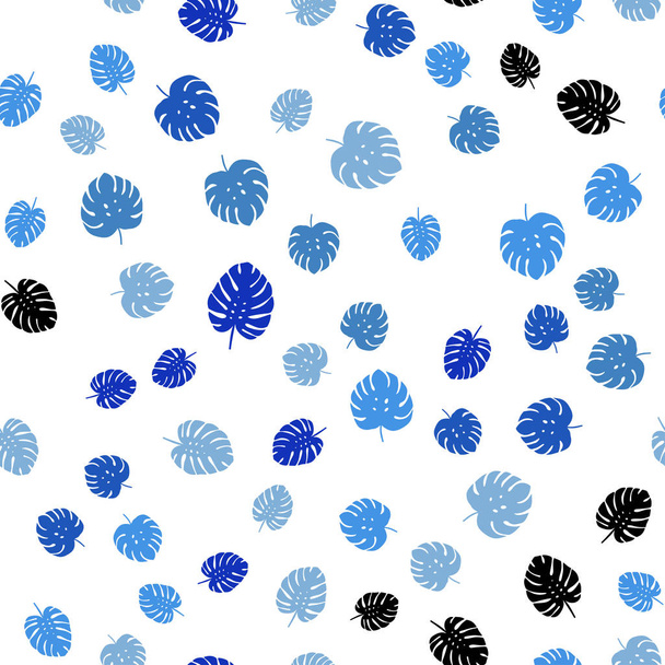 Светло-синий вектор бесшовный абстрактный фон с листьями. Красочная иллюстрация в стиле каракулей с листьями. Шаблон для визитных карточек, сайтов
. - Вектор,изображение