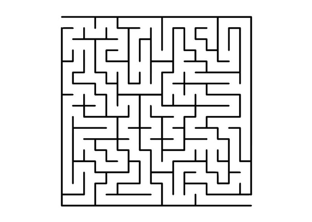 Fehér vektor mintázat fekete labirintusában. Labirintus design egyszerű stílusban, fehér alapon. Minta a szabadidős tevékenységek, játékok. - Vektor, kép