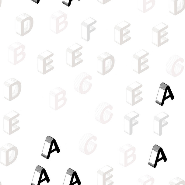 Rose clair, vert vecteur fond sans couture avec des signes 3D de l'alphabet. Illustration géométrique moderne avec symboles 3D ABC en anglais. Modèle pour cartes de visite, sites Web
. - Vecteur, image