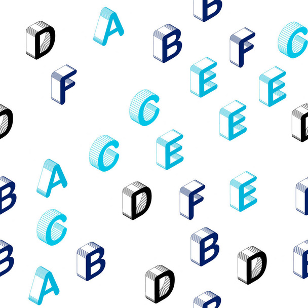 Modèle sans couture vectoriel bleu clair avec des symboles ABC 3D. Illustration abstraite avec symboles ABC 3D. Conception pour papier peint, fabricants de tissus
. - Vecteur, image