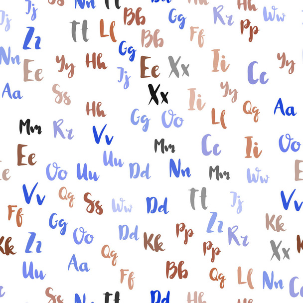 Açık mavi, kırmızı vektör Abc karakterlerle sorunsuz doku. Bulanık tasarım alfabe belirtileri ile basit tarzı. Desen tasarım kumaş, duvar kağıtları. - Vektör, Görsel