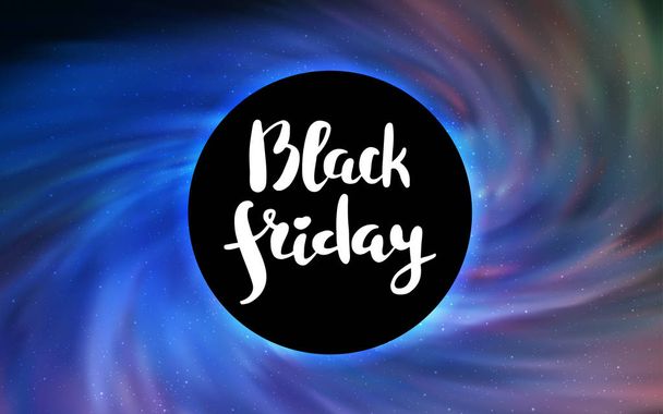 Light Blue, Green vector texture with a black hole, galaxy. Illustration with colorful milky way stars and a black hole. Backdrop for super sales on Black Friday. - Vector, Image