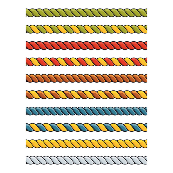 Набор ярких разноцветных декоративных шнуров из кружева
 - Вектор,изображение