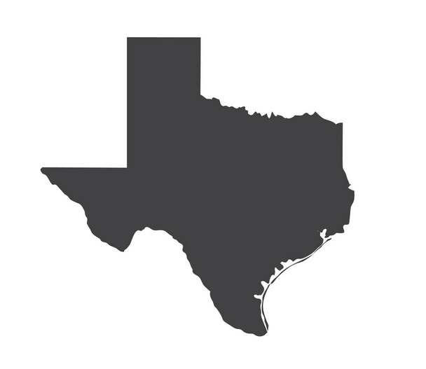 Vector Texas Map silhouette. Isolated vector Illustration. Black on White background. - Vector, Image
