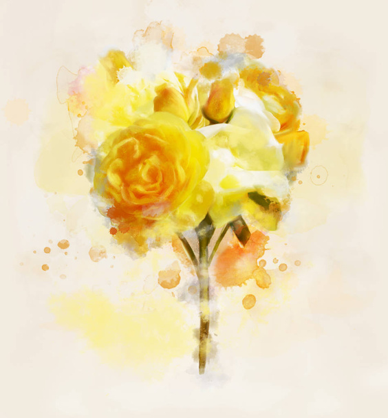 Spring and summer flowers collection - beautiful yellow roses background - Photo, Image