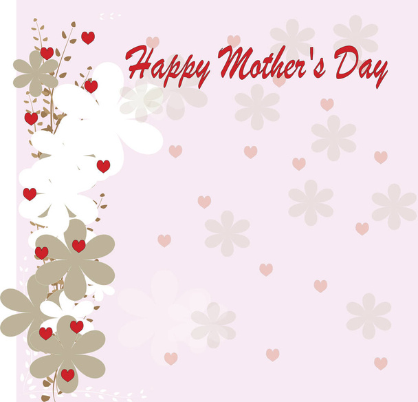 Ilustration composition Happy Mother's Day. Heart in heart and white flowers. copy space - Foto, imagen