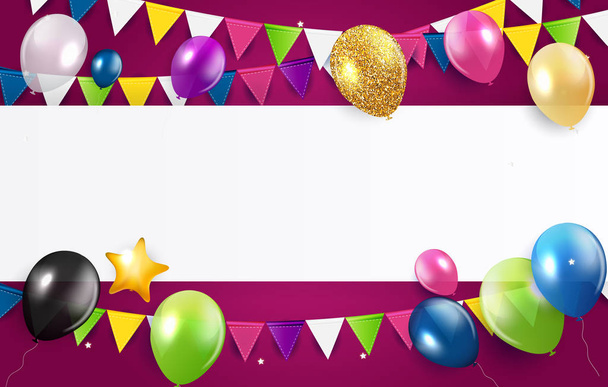 Glossy Happy Birthday Balloons Background Vector Illustration eps10 - Vector, Image
