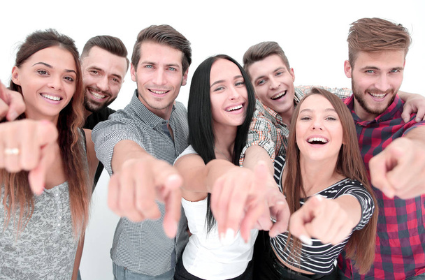 close up.a fun team of young people pointing at you - Fotoğraf, Görsel
