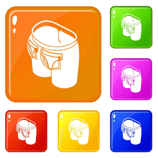 Fashion pocket on back icons set vector color - Вектор,изображение