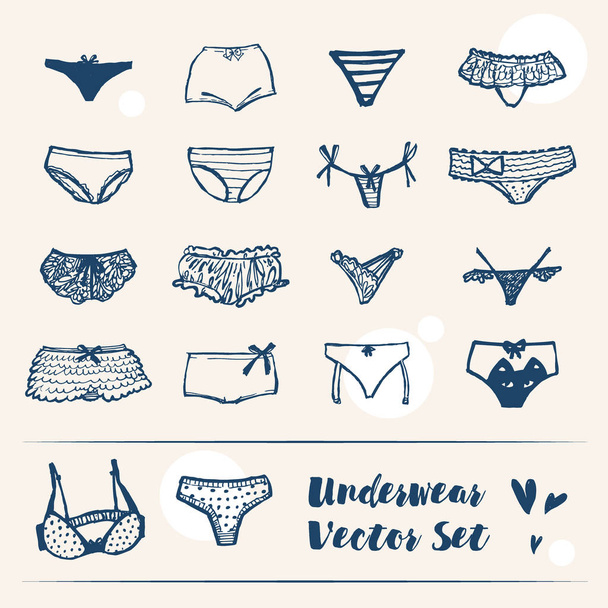Vetor de Set variety models of women bikini briefs, vector design and shape women  underwear swimming trunks string and bikini do Stock