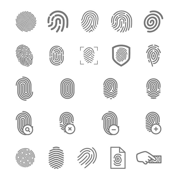 Vektorové ilustrace koncept ikony logo otisky prstů. Černá na bílém pozadí - Vektor, obrázek