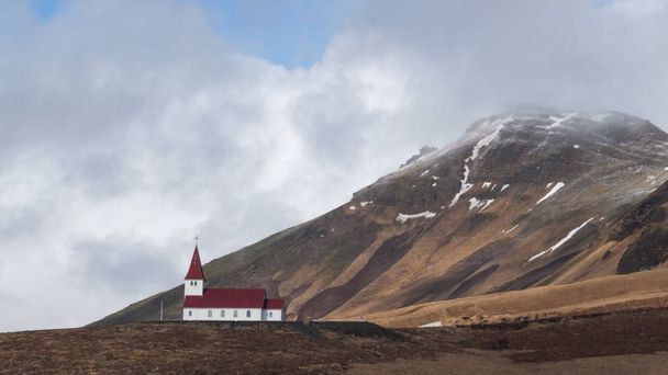 Image of beautiful nature and church in Iceland. - Zdjęcie, obraz
