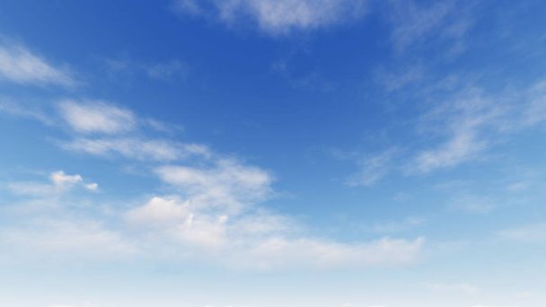 Bewolkte blauwe hemel abstracte achtergrond, blauwe hemelachtergrond met kleine wolken, 3D-renderin - Foto, afbeelding