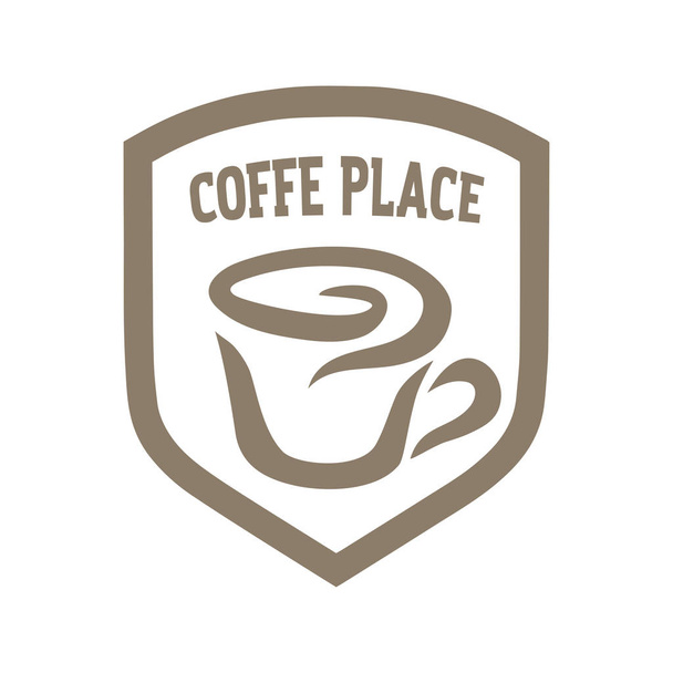 Vector illustration concept of coffee logo. Brown on beige background - Vector, Image