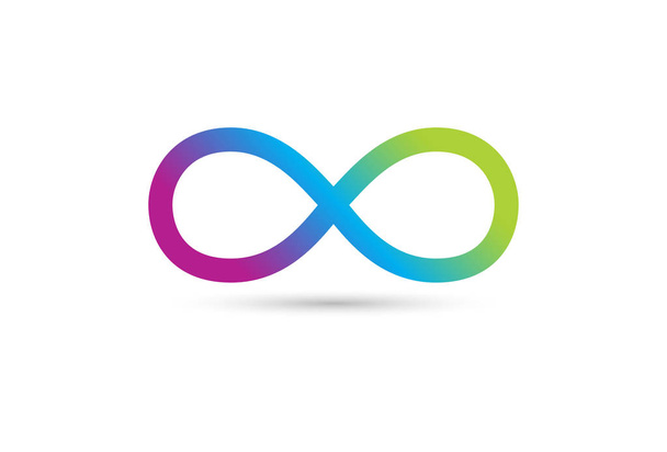 Sonsuzluk logo vektör illüstrasyon kavramı. Beyaz arka plan üzerinde renkli - Vektör, Görsel